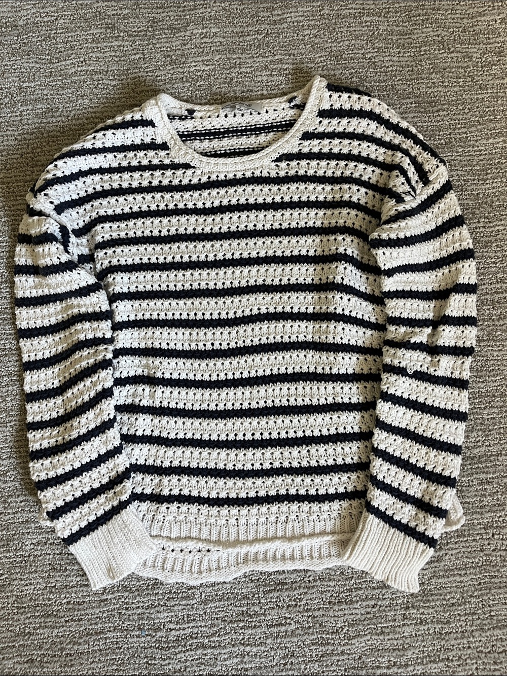 Madewell navy and white striped knit sweater, S